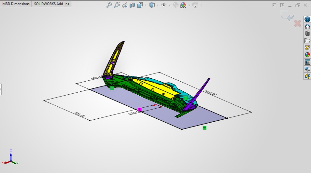 CAD model of a custom jig and fixture assembly in SOLIDWORKS